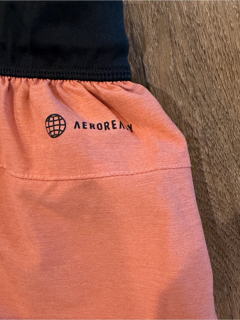 adidas Coral-Orange Running Shorts with Black Waistband - Picture 6 of 7